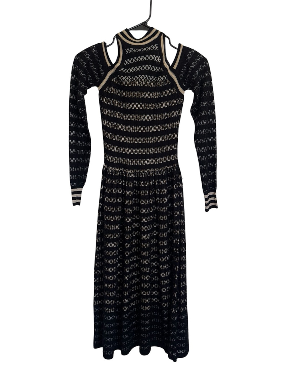 Fendi Silk Beige and Cream Stripe Knit Dress Size 38
